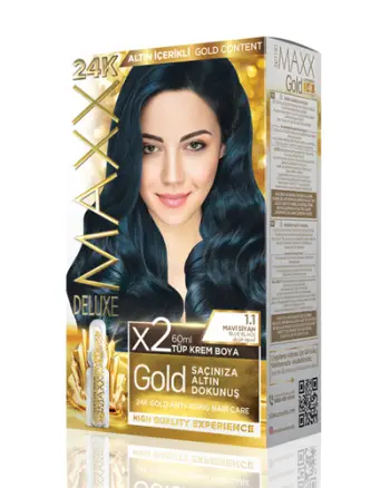 Set ngjyrë për flokë Maxx Deluxe Gold, 1.1 Blue Black, 50ml