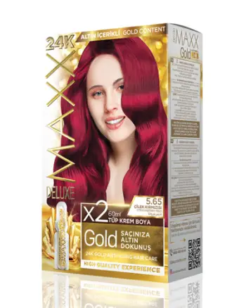 Set ngjyrë për flokë Maxx Deluxe Gold, 5.65 Strawberry Red, 50ml