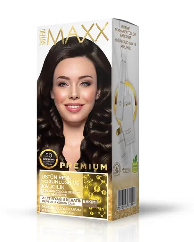 Ngjyrë për flokë Maxx Deluxe Premium, 5.0 Light Brown, 50ml - 1