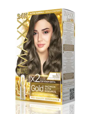 Set ngjyrë për flokë Maxx Deluxe Gold, 8.11 Light Olive Blonde, 50ml