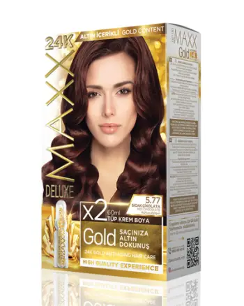 Set ngjyrë për flokë Maxx Deluxe Gold, 5.77 Hot Chocolate, 50ml