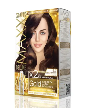 Set ngjyrë për flokë Maxx Deluxe Gold, 6.7 Chocolate Coffee, 50ml