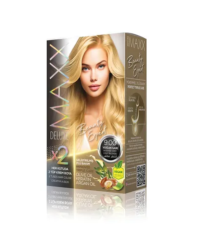 Ngjyrë për flokë Maxx Deluxe B.Expert, 9.00 Intense Very Light Blonde, 50ml - 1