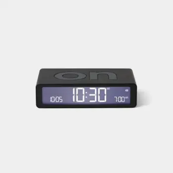 Orë me alarm Lexon Flip+ Classic LR150N0, LCD, USB-C, e zezë