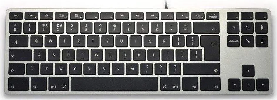 Tastierë Matias Wired, me kabllo, UK, e zezë dhe e argjendtë - 1