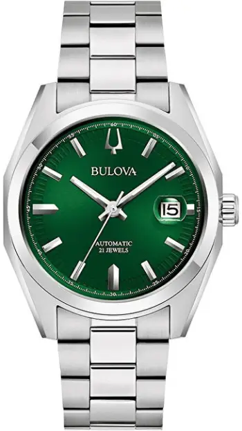 Orë për meshkuj Bulova Surveyor Automatic 96B429, e argjendtë/gjelbër