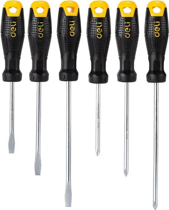 Set kaçavidash Deli Tools EDL620006, 6 copë, zi/verdhë - 1