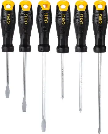 Set kaçavidash Deli Tools EDL620006, 6 copë, zi/verdhë