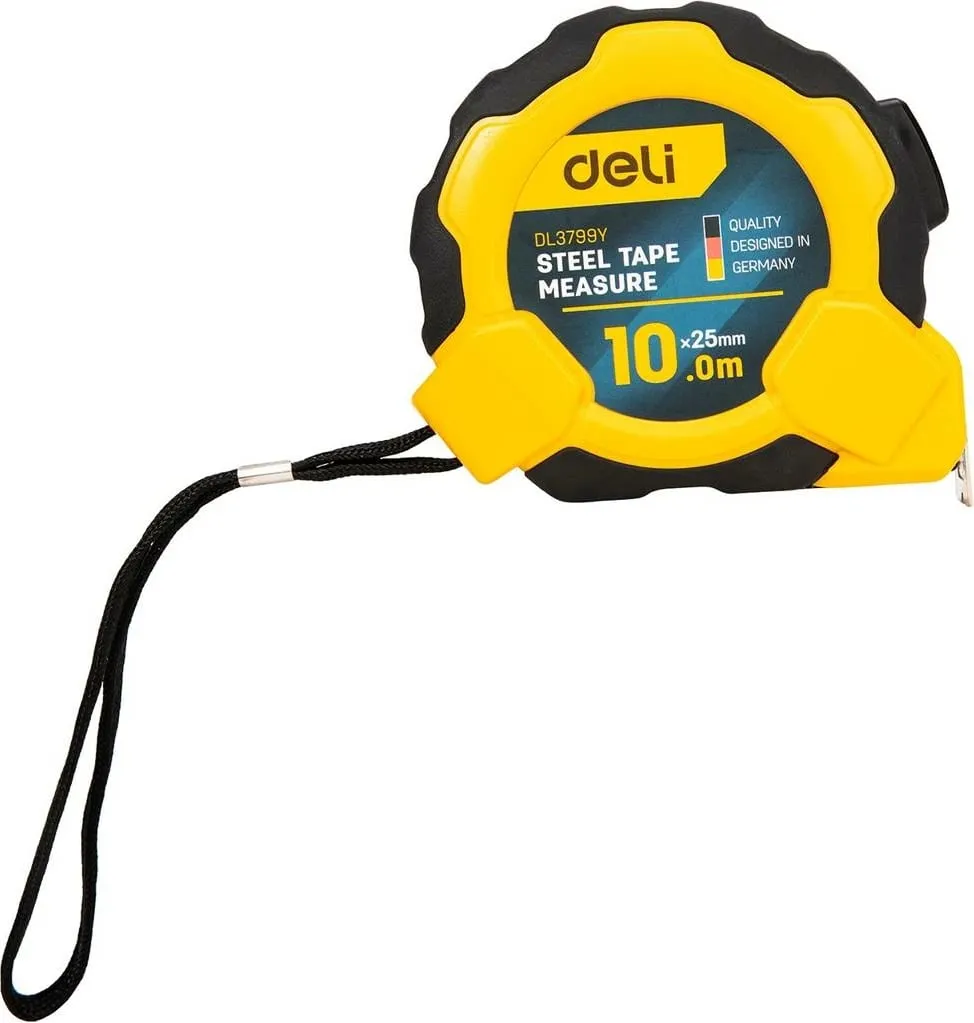 Metër matës çeliku Deli Tools EDL3799Y, 10m x 25mm, verdhë - 2