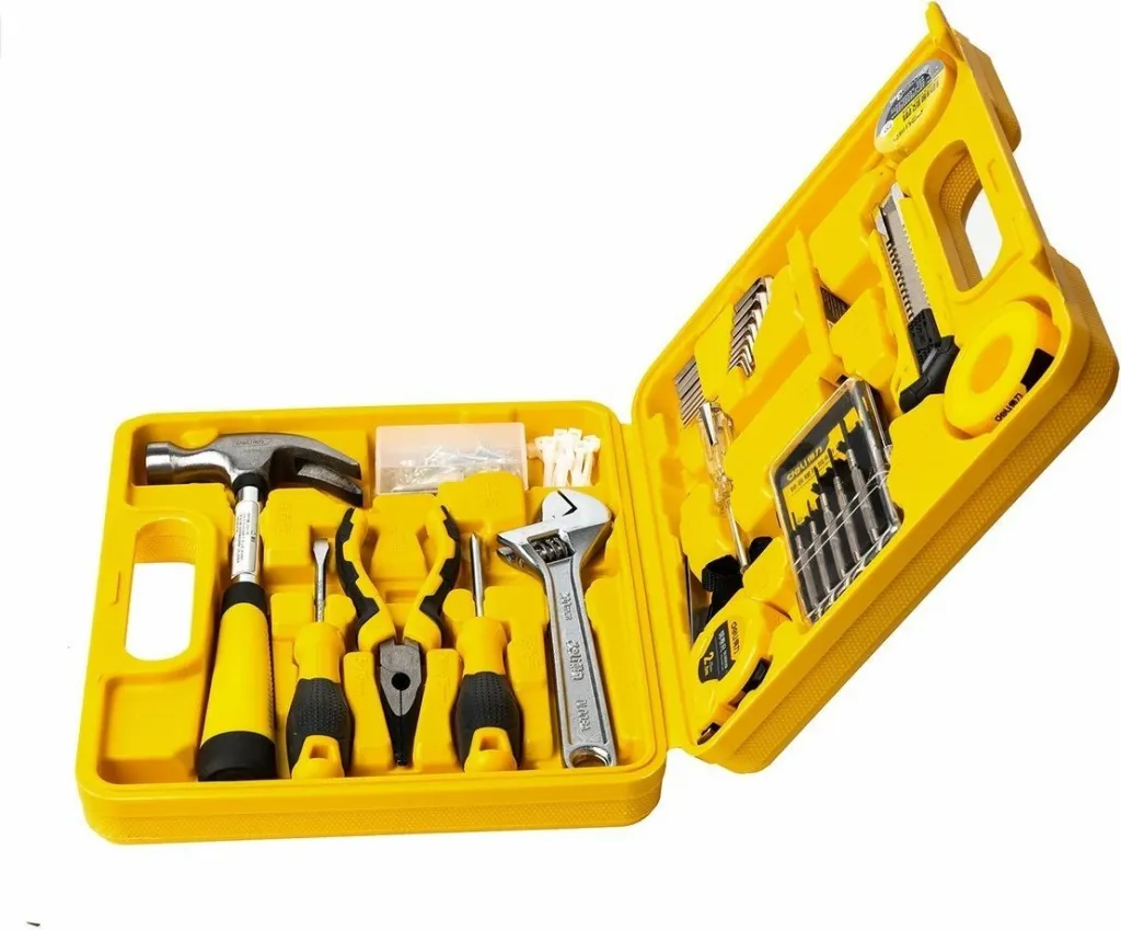 Set veglash Deli Tools EDL1028J, 28 copë, me kasë, e verdhë - 3
