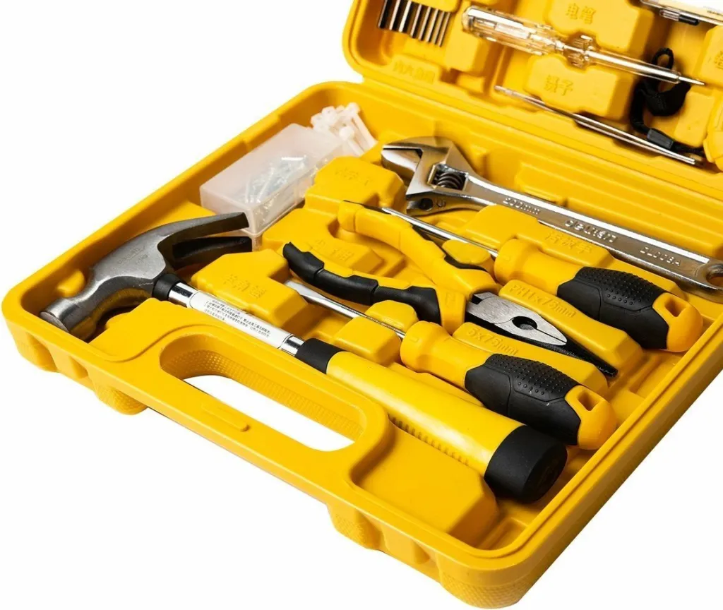 Set veglash Deli Tools EDL1028J, 28 copë, me kasë, e verdhë - 4