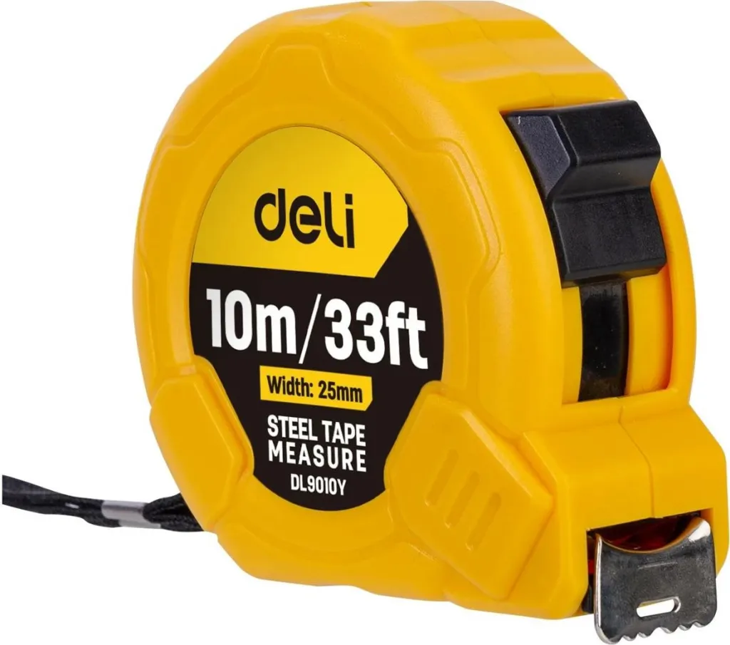Metër çeliku Deli Tools EDL9010Y, 10m/25mm, verdhë - 1
