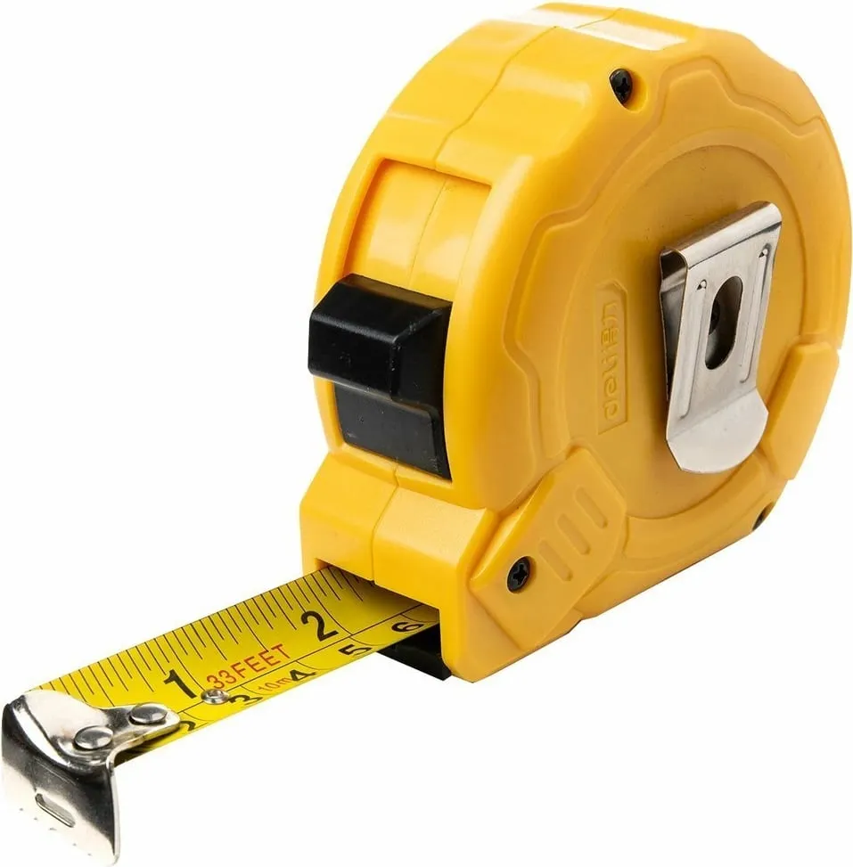 Metër çeliku Deli Tools EDL9010Y, 10m/25mm, verdhë - 2