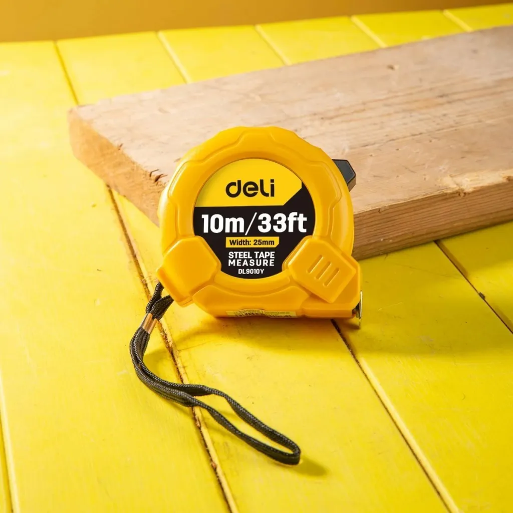 Metër çeliku Deli Tools EDL9010Y, 10m/25mm, verdhë - 6