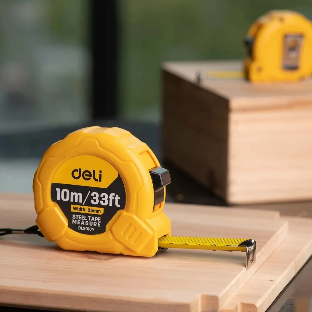 Metër çeliku Deli Tools EDL9010Y, 10m/25mm, verdhë - 7