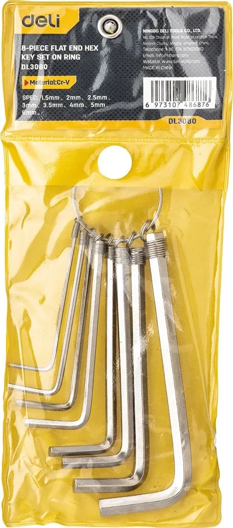 Set çelësa imbus Deli Tools EDL3080, 1.5-6mm, argjendtë - 2