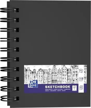 Bllok vizatimi Oxford Sketchbook A6, letër pa acid, kapak i zi