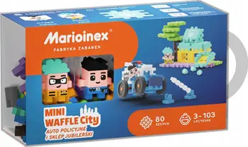 Blloqe ndërtimi Marioinex Mini Waffle, veturë policie dhe dyqan bizhuterish, shumëngjyrëshe