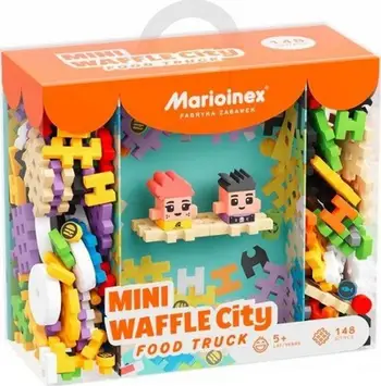 Set ndërtimi Marioinex Mini Waffle City Blocks Food Truck, 148 pjesë, me figurina, shumëngjyrësh