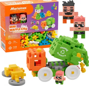 Set blloqe Marioinex Mini Waffle City Garbage Truck, 148 pjesë, për fëmijë 5+