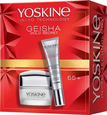 Set dhuratë për fytyrë dhe sy Yoskine Geisha Gold Secret, krem dite dhe nate 65+, krem sysh