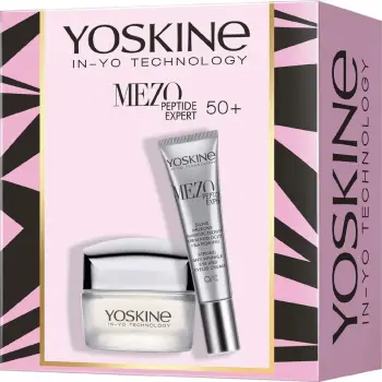 Set krem për fytyrë dhe sy kundër rrudhave Yoskine Mezo Peptide Expert 50+ për femra, 50ml + 15ml
