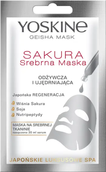 Maskë për fytyrë Yoskine Geisha Mask - Sakura Silver Nourishing and Firming Mask, 20ml