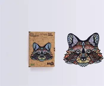 Puzzle druri PuzzleOK Merry Raccoon, 80 pjesë, A4, shumëngjyrësh