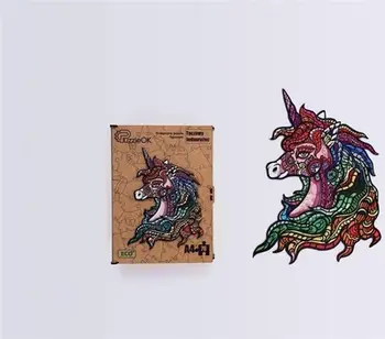 Puzzle druri PuzzleOK Rainbow Unicorn, 76 copë, formë unikorn, shumëngjyrësh