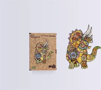 Puzzle druri PuzzleOK Triceratops, 74 copë, formati A4, shumëngjyrëshe