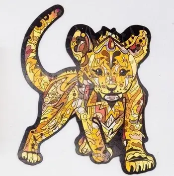 Puzzle druri PuzzleOK Wooden Eco, 78 copa, model Simba A4, shumëngjyrësh