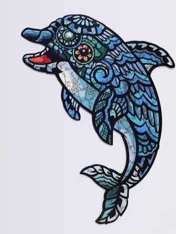 Puzzle druri PuzzleOK Dolphin A4, 84 copë, shumëngjyrëshe
