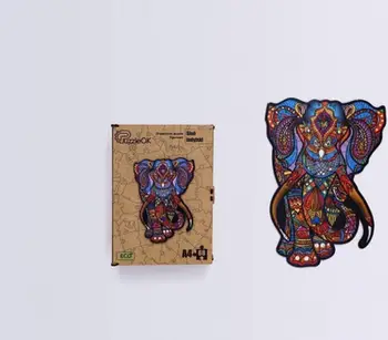 Puzzle druri PuzzleOK Indian Elephant, 68 pjesë, A4, shumëngjyrësh