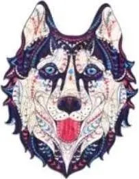 Puzzle druri PuzzleOK Wooden Snowy Husky 73 copa, formë A4, shumëngjyrësh