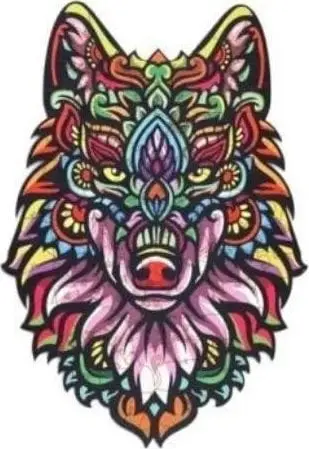 Puzzle druri PuzzleOK Eco 73 Mysterious Wolf, format A4, shumëngjyrësh