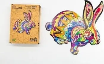 Mozaik druri PuzzleOK Eco Fluffy Rabbit, 60 pjesë, format A4
