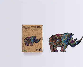 Puzzle druri PuzzleOK Rare Rhinoceros, 72 pjesë, A4, shumëngjyrësh