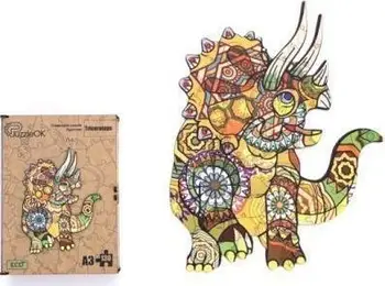 Puzzle druri PuzzleOK Eco Triceratops, 130 copa, formati A3, shumëngjyrësh