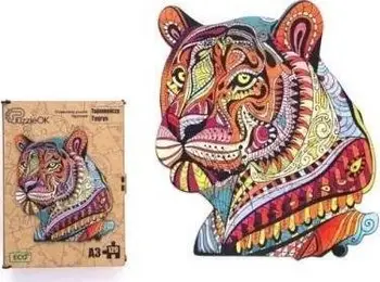 Puzzle druri PuzzleOK Mysterious Tiger, ekologjik, format A3, shumëngjyrësh
