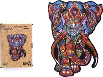 Puzzle druri PuzzleOK Indian Elephant, 132 copë, formë A3, shumëngjyrësh