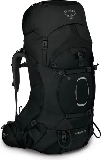 Çantë shpine Osprey Aether 65, 68 L, e zezë