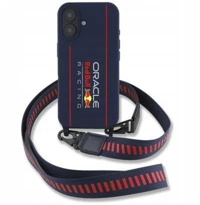 Këllëf silikoni Red Bull Vertical Logo Crossbody për iPhone 16, MagSafe, blu e errët - 2
