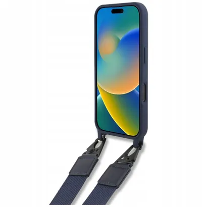 Këllëf silikoni Red Bull Vertical Logo Crossbody për iPhone 16, MagSafe, blu e errët - 4