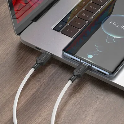 Kabllo karikimi Hoco X90 USB C në USB C, 60W 3A, 1m, e bardhë - 2