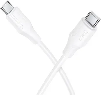 Kabllo USB C Hoco X124 Silicone, USB C në USB C, 1m, 60W, e bardhë