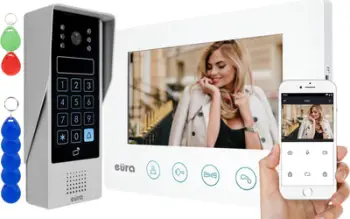 Video interkom Eura VDP-90A3 DELTA+, 7", Full HD, WiFi, i bardhë