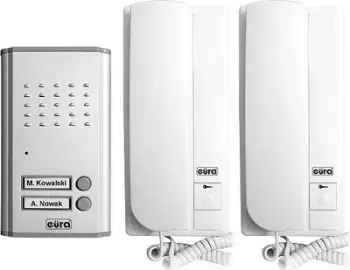 Interfon Eura ADP-47A3 Doppio, për 2 familje, pa duar, argjendtë