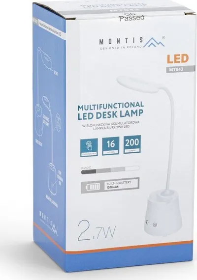 Lampë tavoline Montis MT043, LED, e rikarikueshme, e bardhë - 3