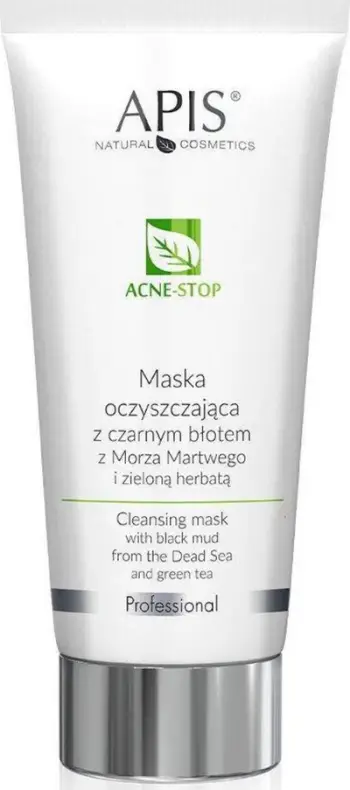 Maskë pastruese fytyre Apis Acne-Stop, me baltë të zezë nga Deti i Vdekur, çaj jeshil, 200 ml