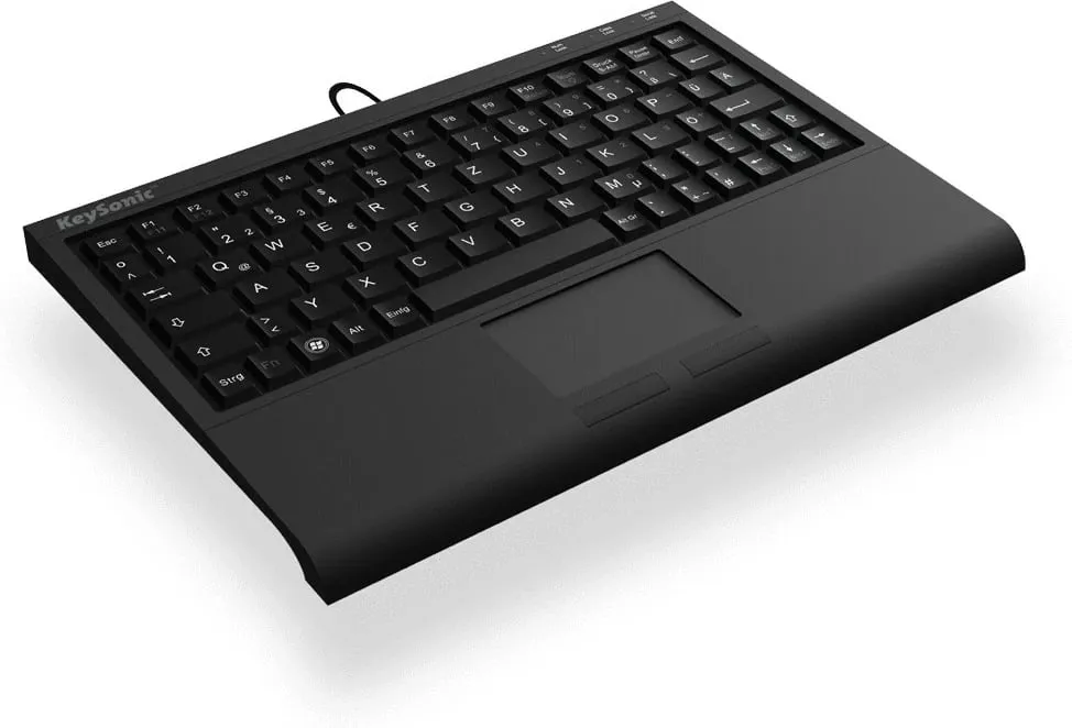 Tastierë mini KeySonic ACK-3410 me touchpad, USB, QWERTZ, e zezë - 1